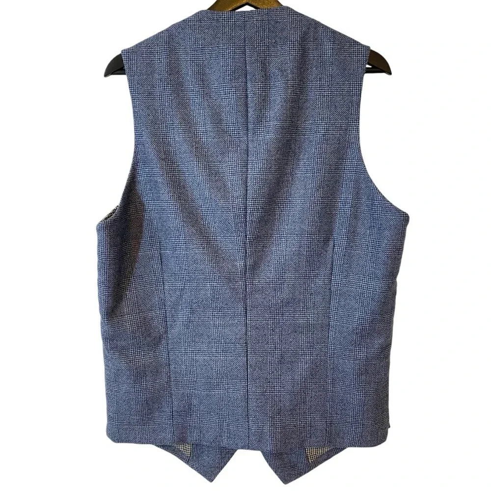 Tailored Blue Grey Formal Tweed Vest or Waistcoat